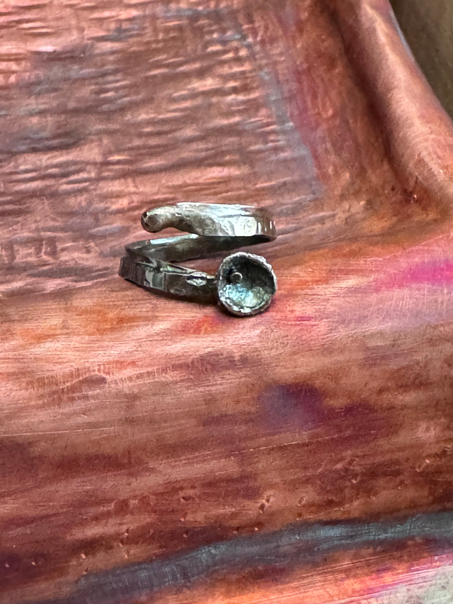 Sterling Silver semi-adjustable cup ring