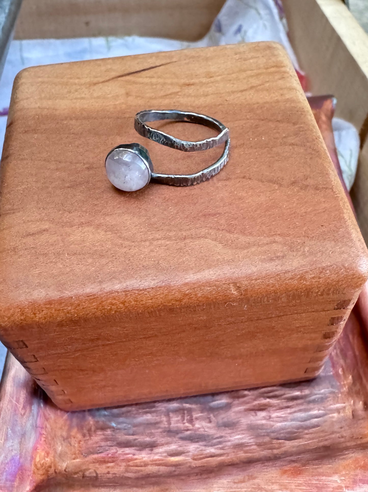 Sterling Silver and Rose Quartz adjustable Ring