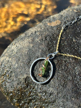 Green Tourmaline in Copper & Sterling Silver with 14k gf & Sterling Chain