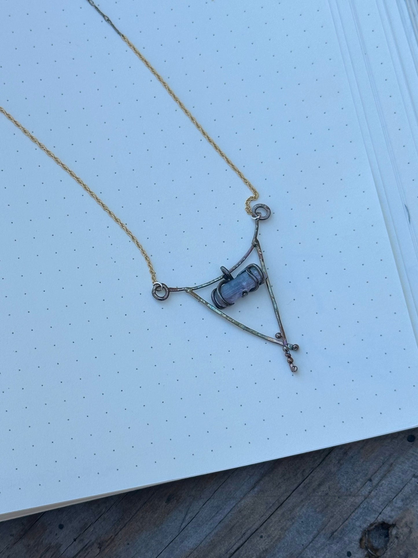 Sterling Silver, Tourmaline, 14k gf Pendant Necklace