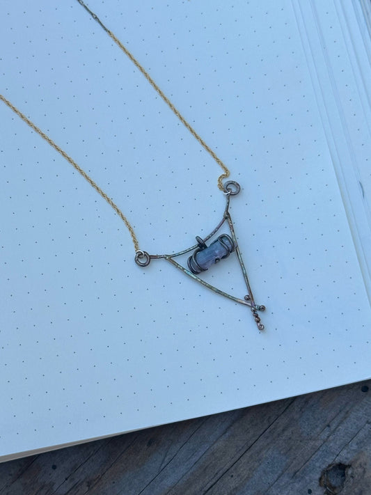 Sterling Silver, Tourmaline, 14k gf Pendant Necklace