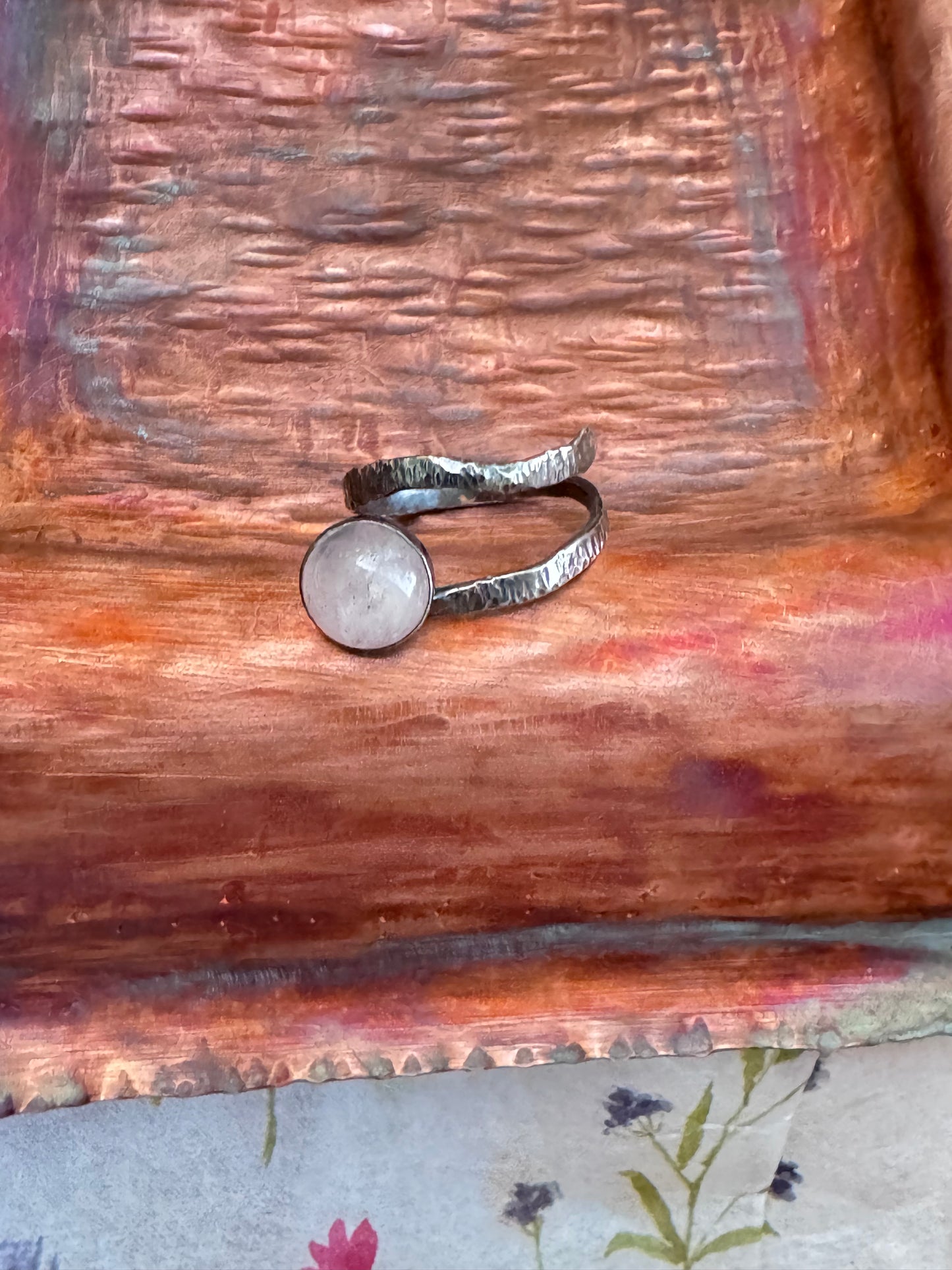 Sterling Silver and Rose Quartz adjustable Ring