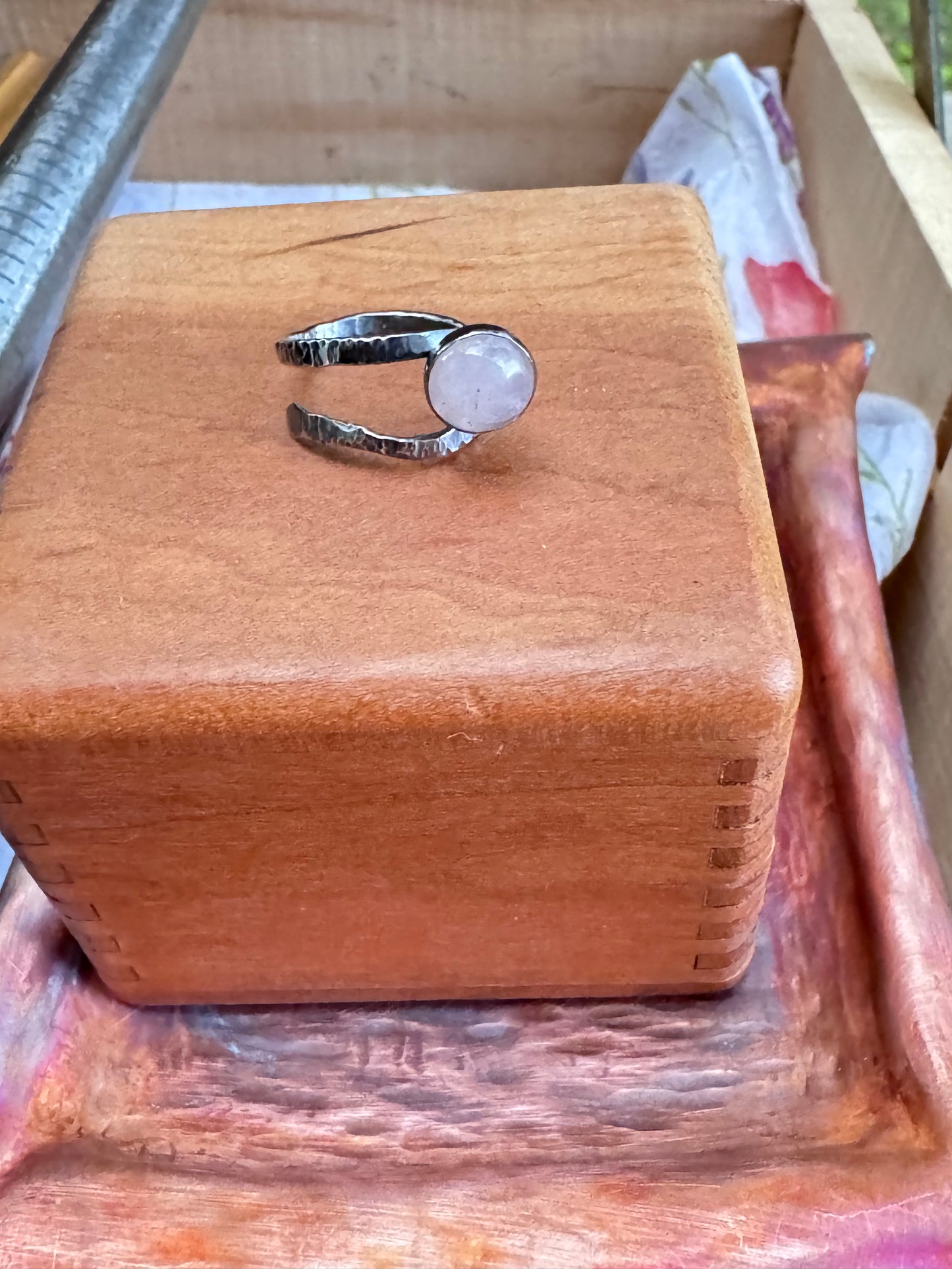 Sterling Silver and Rose Quartz adjustable Ring