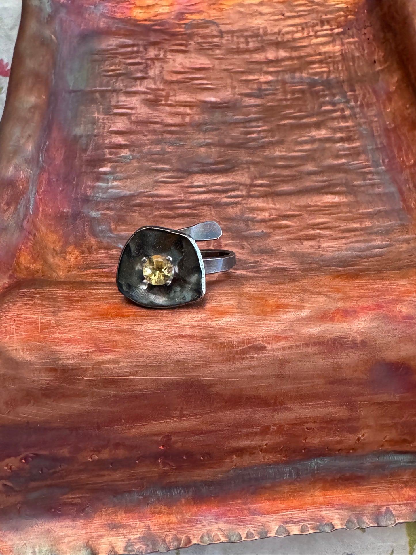 Sterling Silver & Citrine semi-adjustable Ring